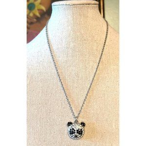 Panda Bear Crystal Necklace -- 18"